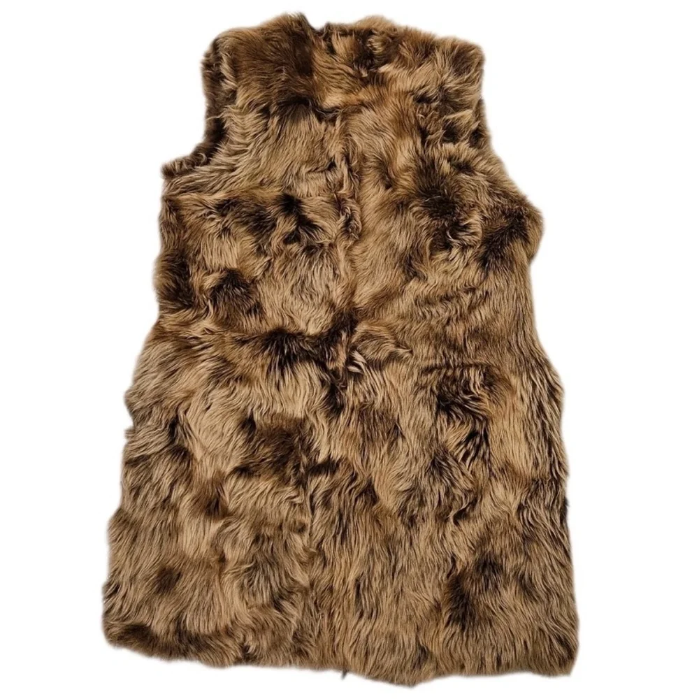 Ralph Lauren Blue Label Runway Brown Dyed Lamb Fur Shearling Vest Silk Medium - Picture 2 of 5
